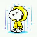 snoopy in yellow raincoat